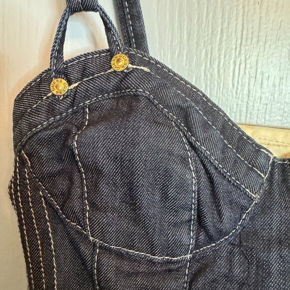 Guess Jeans Y2K Denim Lace Up Back Corset Bodycon Bustier Mini Dress Size 1 XS - Picture 6 of 16